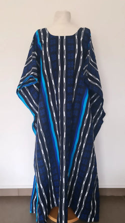 Boubou africain femme bleu pour la maison robe en wax   robe africaine longue pour les beaux jours
