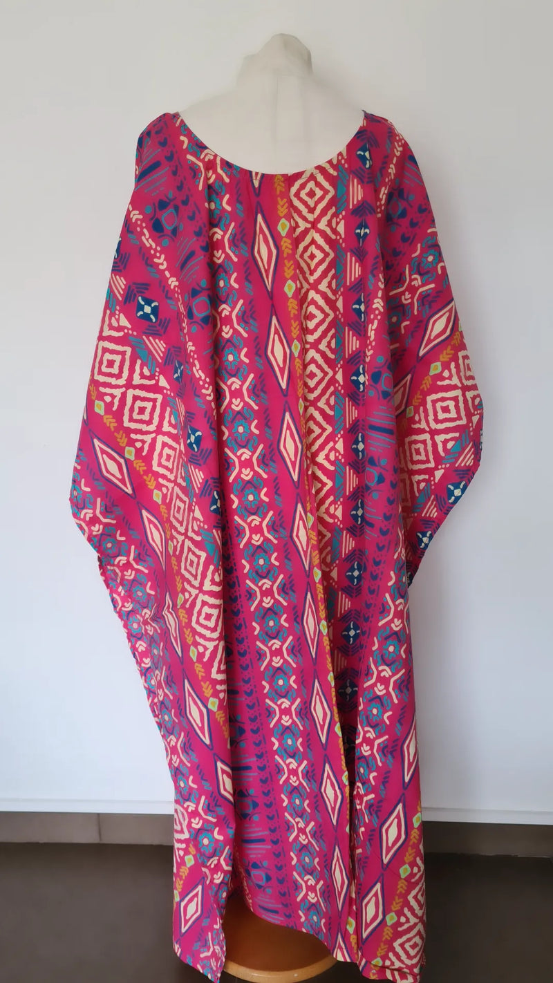 Boubou africain femme rose- boubou wax  -  robe africaine longue