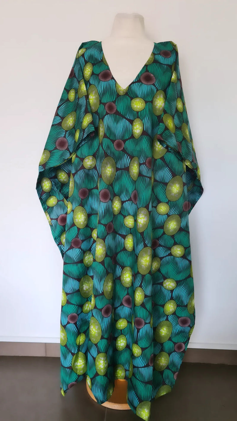 Boubou africain femme - boubou wax -  robe africaine colori vert et vert anis tendance