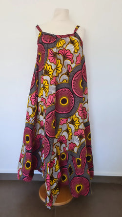 Robe longue d'été en wax - robe africaine multicolore -  robe LIBERTA