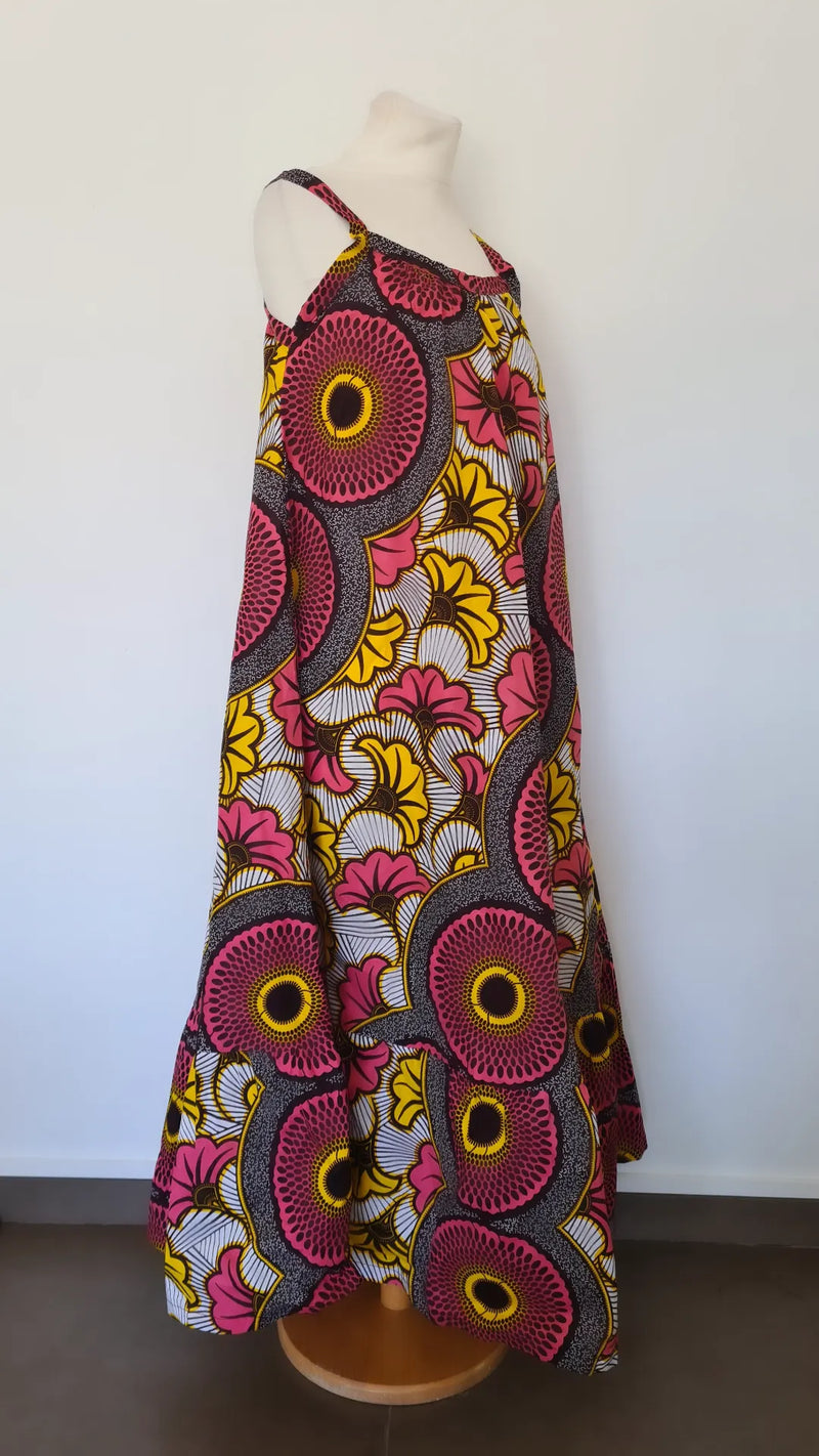 Robe longue d'été en wax - robe africaine multicolore -  robe LIBERTA