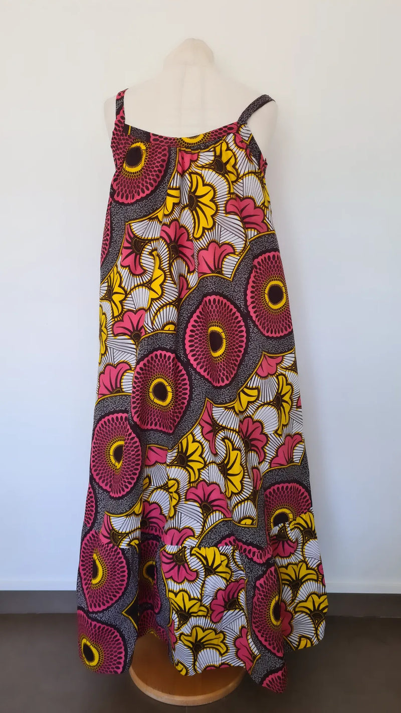 Robe longue d'été en wax - robe africaine multicolore -  robe LIBERTA